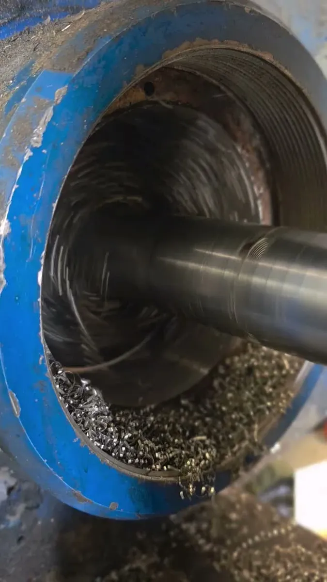 Line boring on-site — boring bar inside the bore