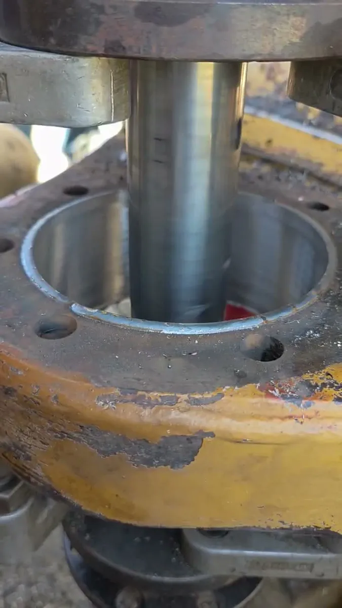 Line boring mounted on heavy equipment