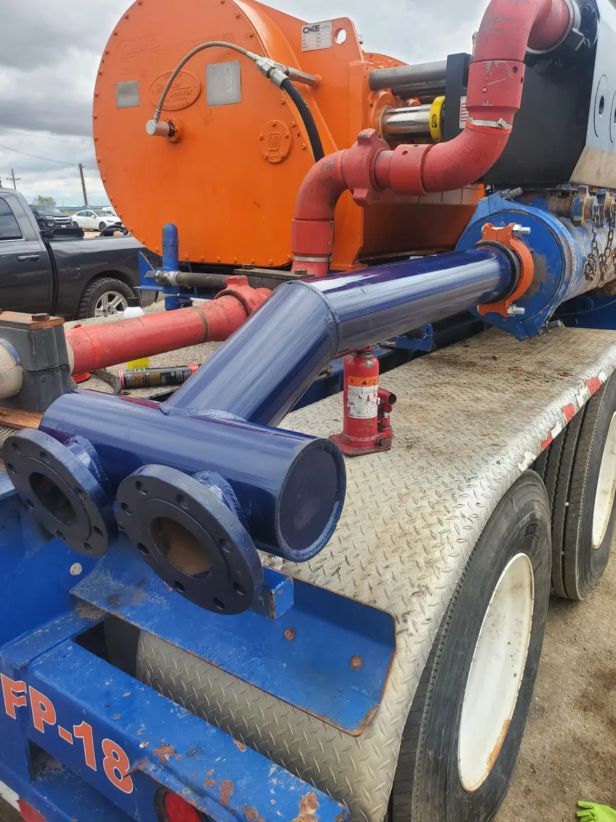 Finished, painted pipe manifold