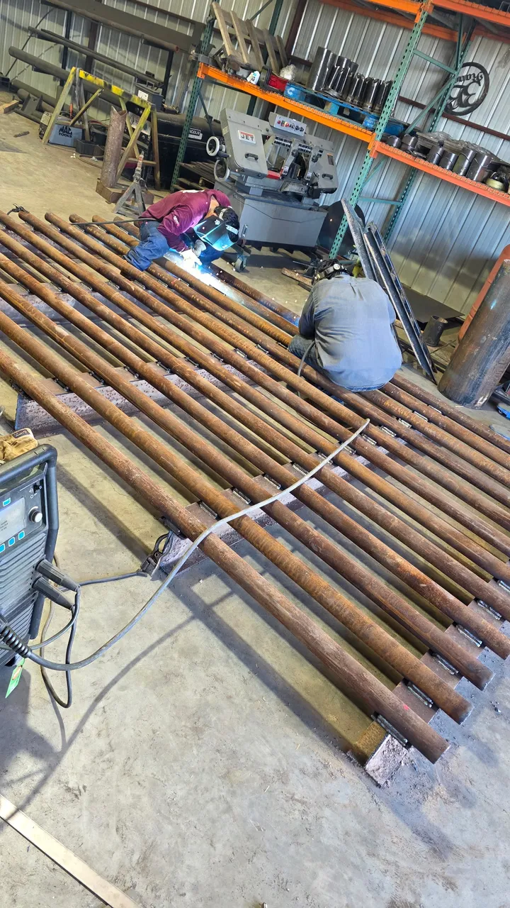 Custom steel fabrication in the shop